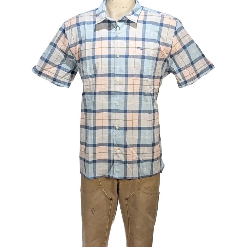 Barbour Men's Plaid Cotton Short Sleeve Shirt Sz M NWT
